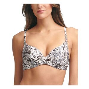 CALVIN KLEIN Women's White Snake Print Twist Front Underwire Swimsuit Top S